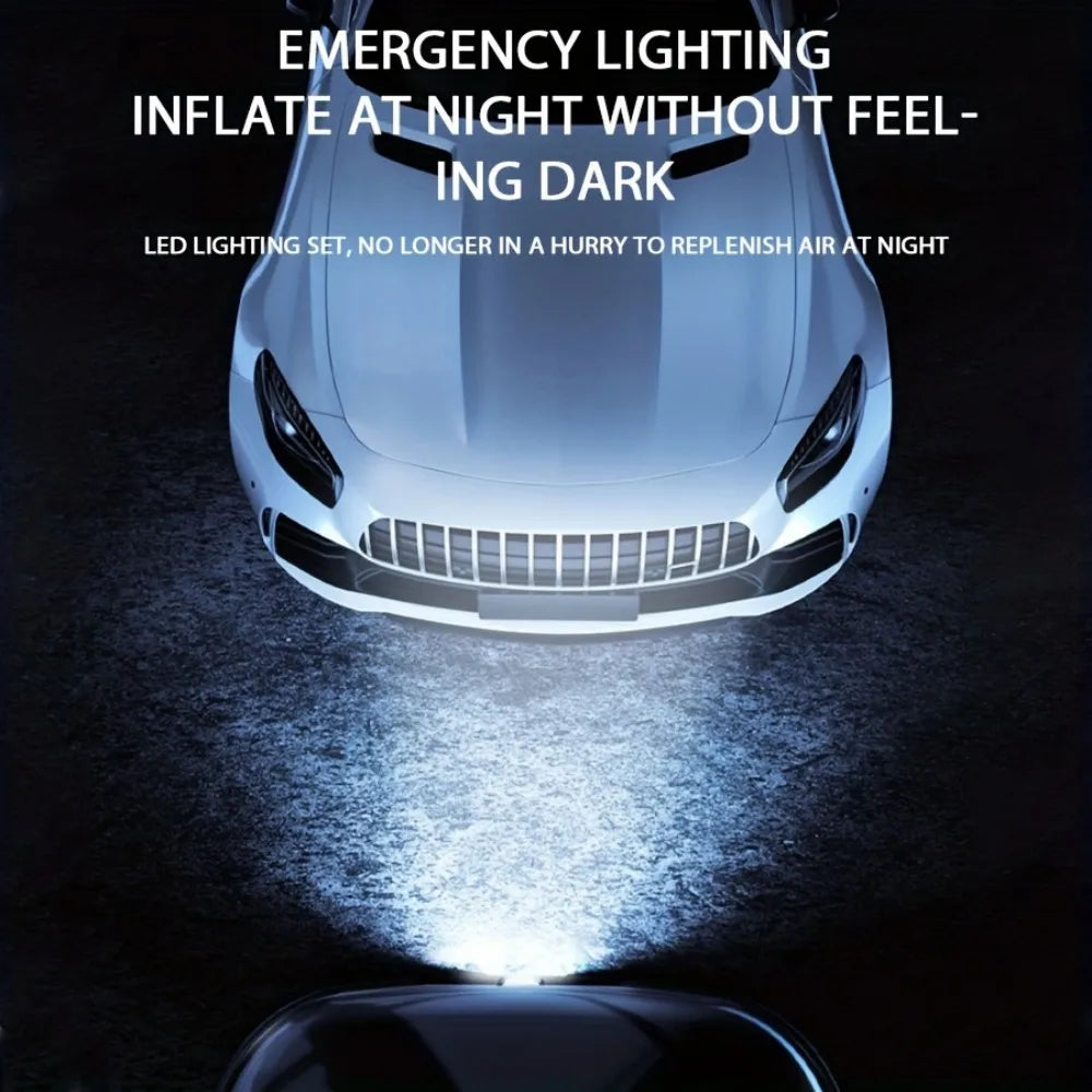 Digital Display Air Pump Portable Tire Inflator Smart Rechargeable Air Compressor With LED Light Automatic Wireless Tire Inflation for Car Motorcycle Boat Tyre Balls