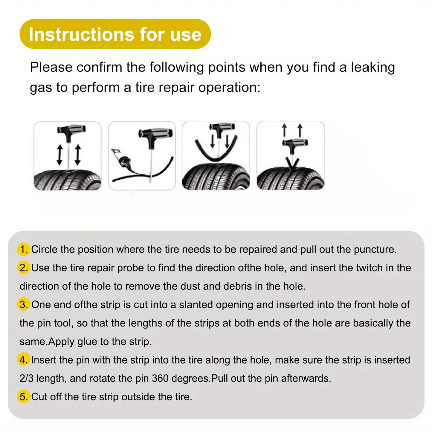 Universal Emergency Tire Repair Kit - Powerful Glue Complete Tools for All Vehicles Car/Motorcycles/Trucks Compact Portable Case