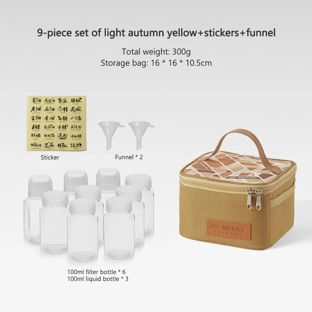 Portable Pepper Spice Storage Jars Set Oil Seasoning Containers Bottle Storage Bag For Outdoor Camping BBQ 100ml Liquid Bottle