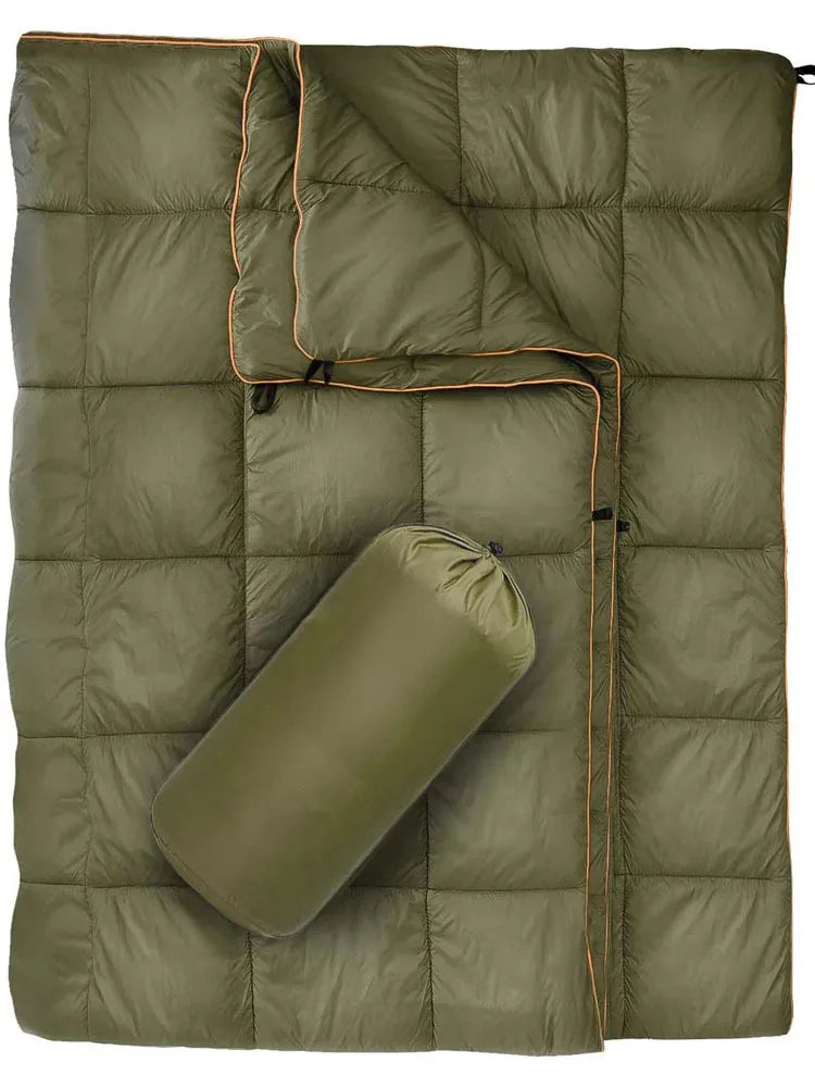 Down Camping Blanket Lightweight Warm Packable Camping Quilt Portable Foldable Down Blanket Outdoor Camping Hiking Travel Quilt
