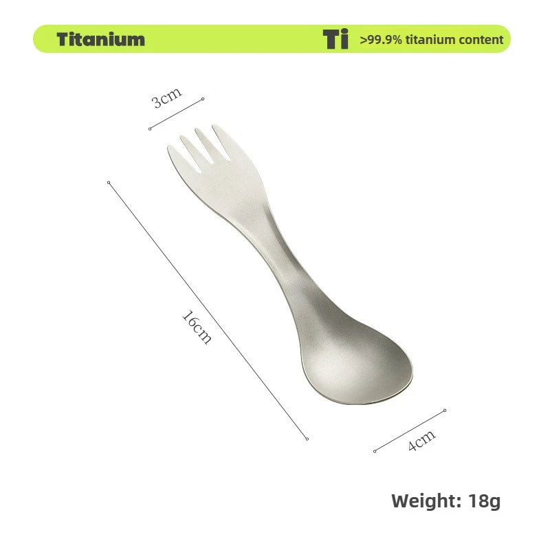 Ultralight Titanium Spork 2-in-1 Spoon & Fork Camping Picnic Travel Tableware Portable Survival Tool for Hiking Backpacking EDC