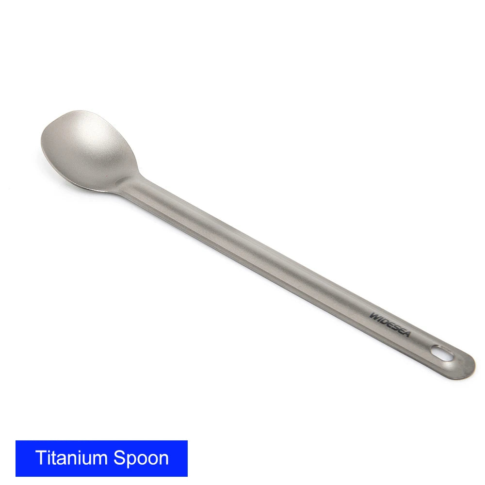 Widesea Camping Titanium Spork Spoon Outdoor Lightweight Fork Tableware Portable Picnic Hiking Travelling Ultralight Dinnerware