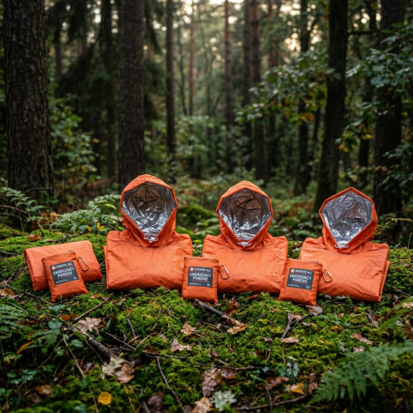 Emergency Rain Poncho 4-Pack | Thermal Mylar