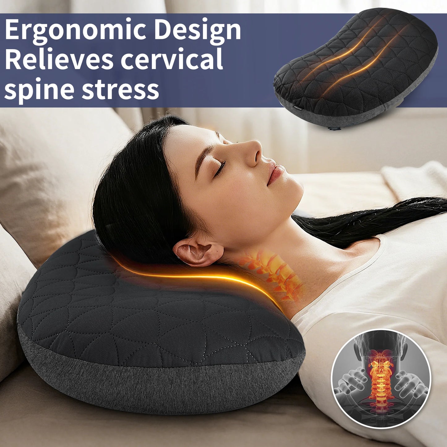 MAPLEAF Inflatable Camping Pillow Removable Cover Ultralight Ergonomic Neck Lumbar Support Compact Backpacking Hiking Travel Air