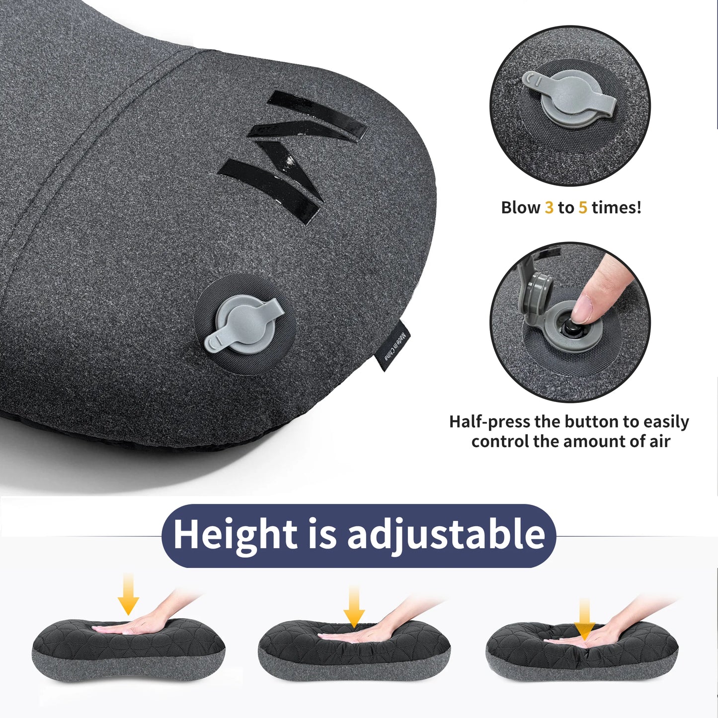 MAPLEAF Inflatable Camping Pillow Removable Cover Ultralight Ergonomic Neck Lumbar Support Compact Backpacking Hiking Travel Air