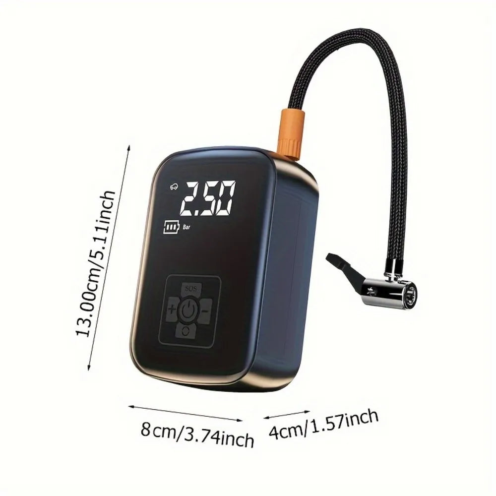 Digital Display Air Pump Portable Tire Inflator Smart Rechargeable Air Compressor With LED Light Automatic Wireless Tire Inflation for Car Motorcycle Boat Tyre Balls