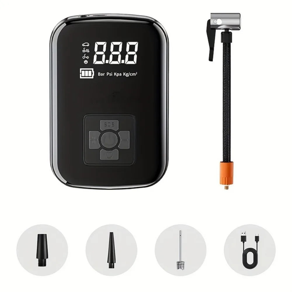 Digital Display Air Pump Portable Tire Inflator Smart Rechargeable Air Compressor With LED Light Automatic Wireless Tire Inflation for Car Motorcycle Boat Tyre Balls