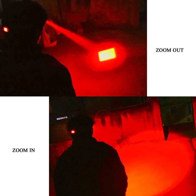 D2 670nM Red Beam Light Headlamp Hunting Zoomable LED Headlight 3 Lighting Modes Water Resistant Running Camping Hiking Reading