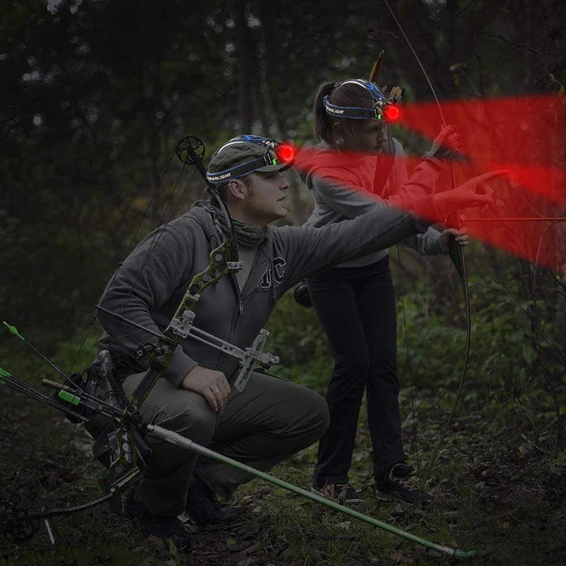 D2 670nM Red Beam Light Headlamp Hunting Zoomable LED Headlight 3 Lighting Modes Water Resistant Running Camping Hiking Reading