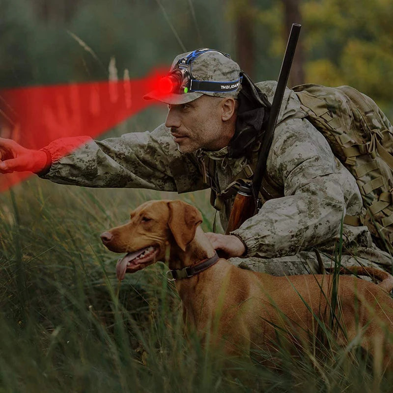 D2 670nM Red Beam Light Headlamp Hunting Zoomable LED Headlight 3 Lighting Modes Water Resistant Running Camping Hiking Reading