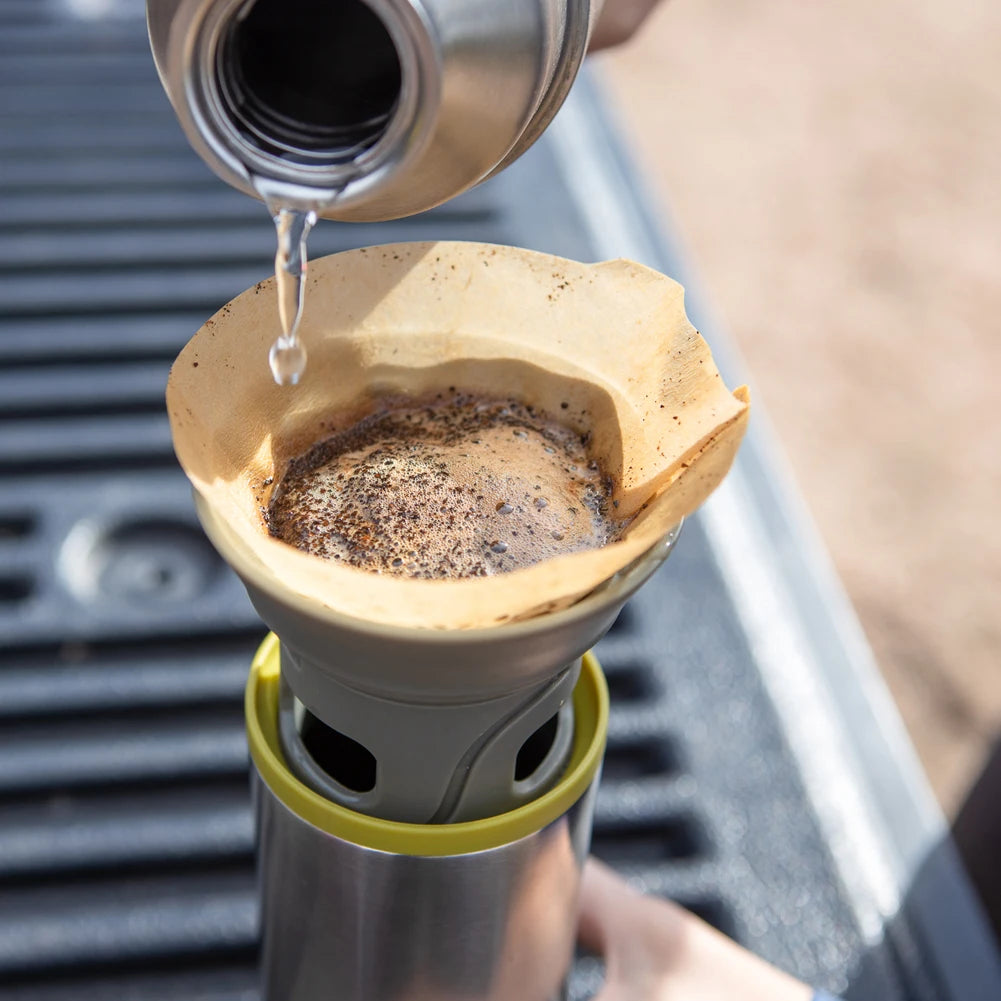 WACACO Cuppamoka Coffee Pot, Portable Drip Coffee Maker with 10 Cone Paper Filter, Stainless Steel Pour Over Coffee Brewer