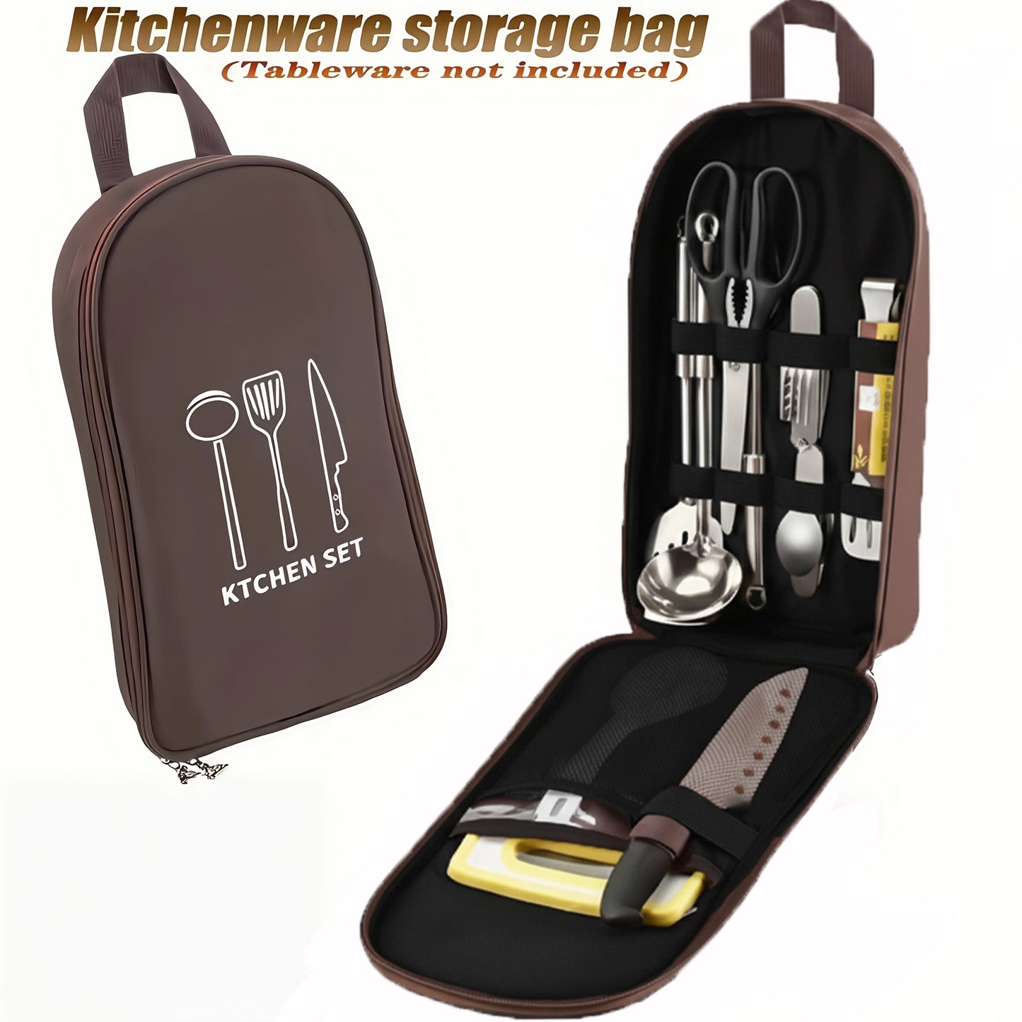 Outdoor Cookware Bag Camping Storage Bag Portable Travel Utensil Bag Picnic Bag Cookware Utensil Organizer (No Tableware)