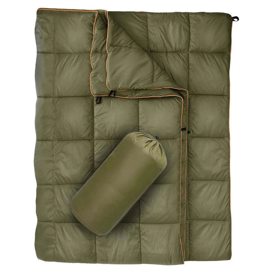 Down Camping Blanket Lightweight Warm Packable Camping Quilt Portable Foldable Down Blanket Outdoor Camping Hiking Travel Quilt
