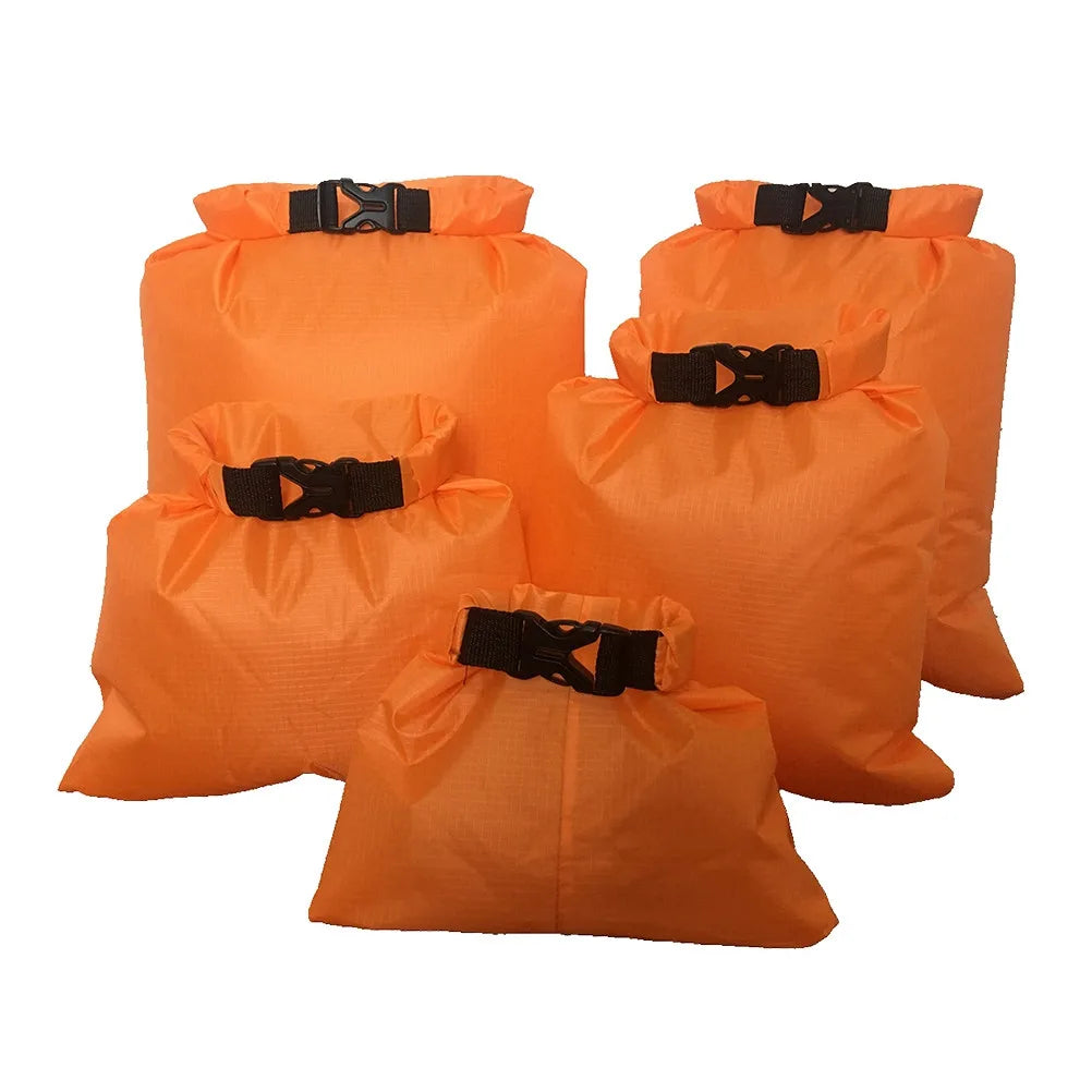 5Pcs Waterproof Dry Bag Set Watertight Fabrics Roll-Top Sealed Closure for Rafting Kayaking Boating Camping Drifting Storage