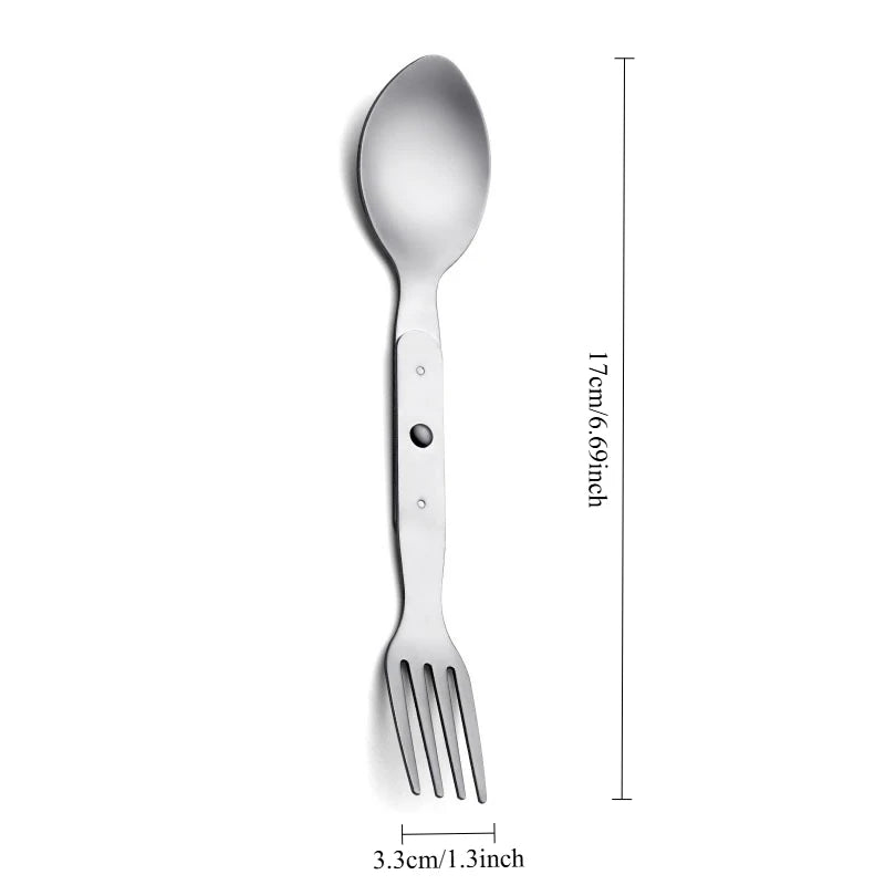 2-in-1 Utility Folding Spork, Spoon & Fork, Camping Utensil for Hiking, Camping or Backpacking