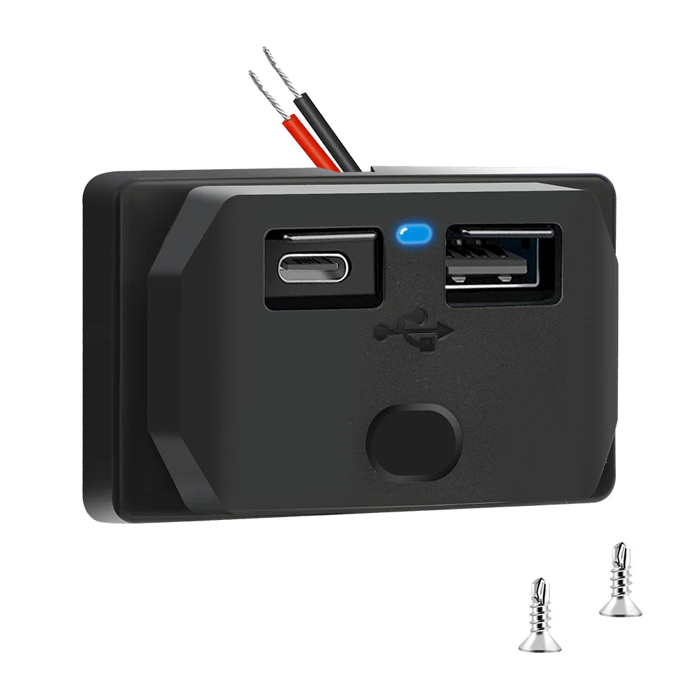 96W Dual PD Dual QC3.0 Type C USB Quick Charger 3.0 with Switch Fast Charging 4 Port Power Panel For Bus 12-24V Car Truck Marine