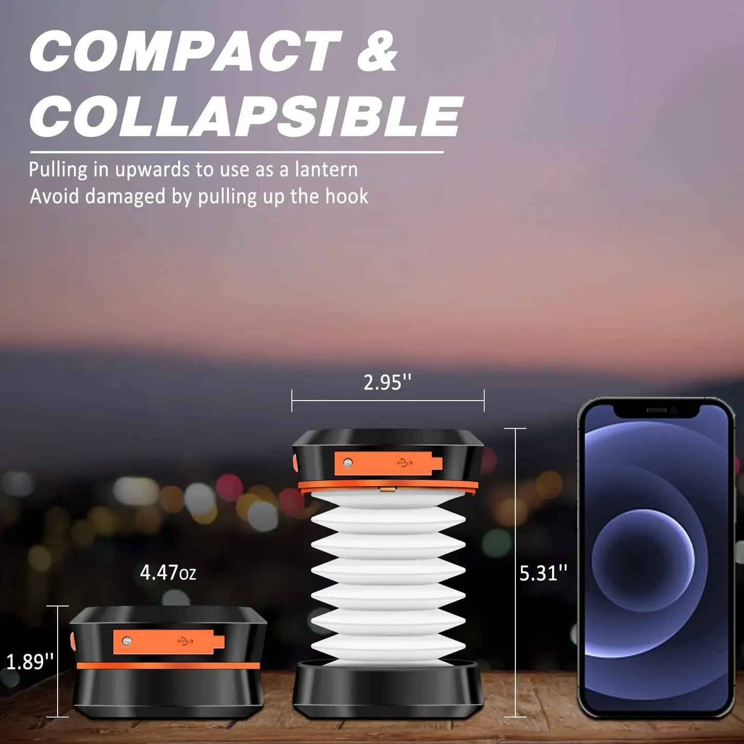 Portable Solar-Powered Camping Lantern,Multi- Lighting Modes,Power Bank,Hook,Outdoor,Camping,Fishing,BBQ,Reading,Emergency Light