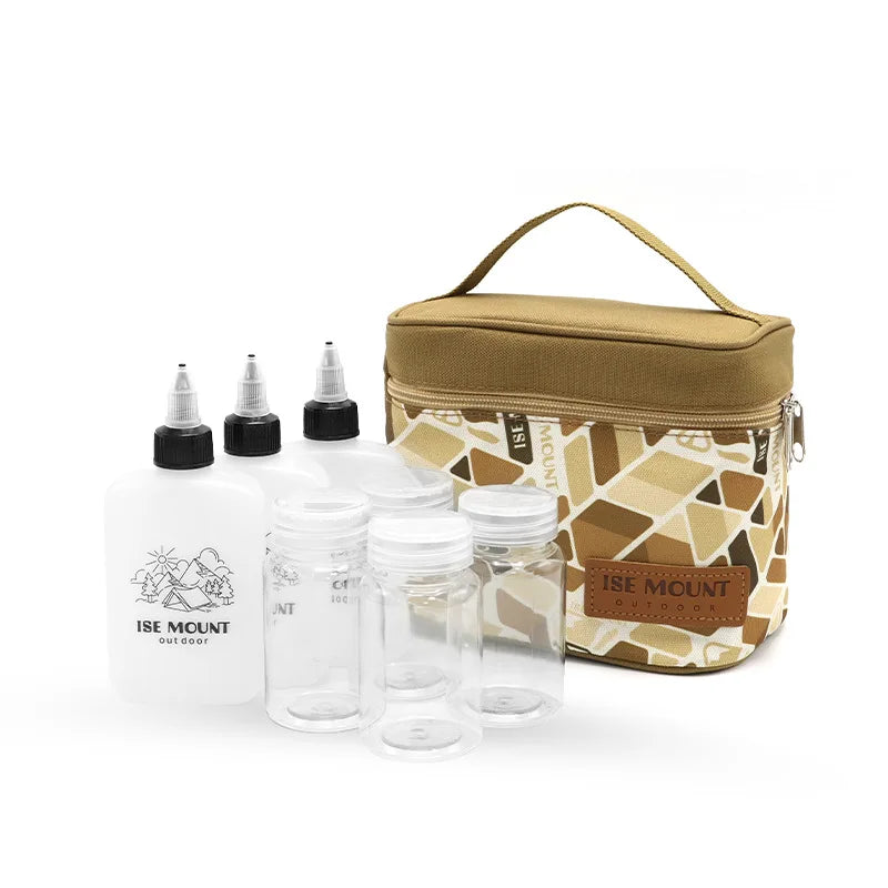 Portable Outdoor Seasoning Storage Bag, Camping Condiment Bottle Organizer, Multifunctional Handbag for Spice Jars and Cosmetics