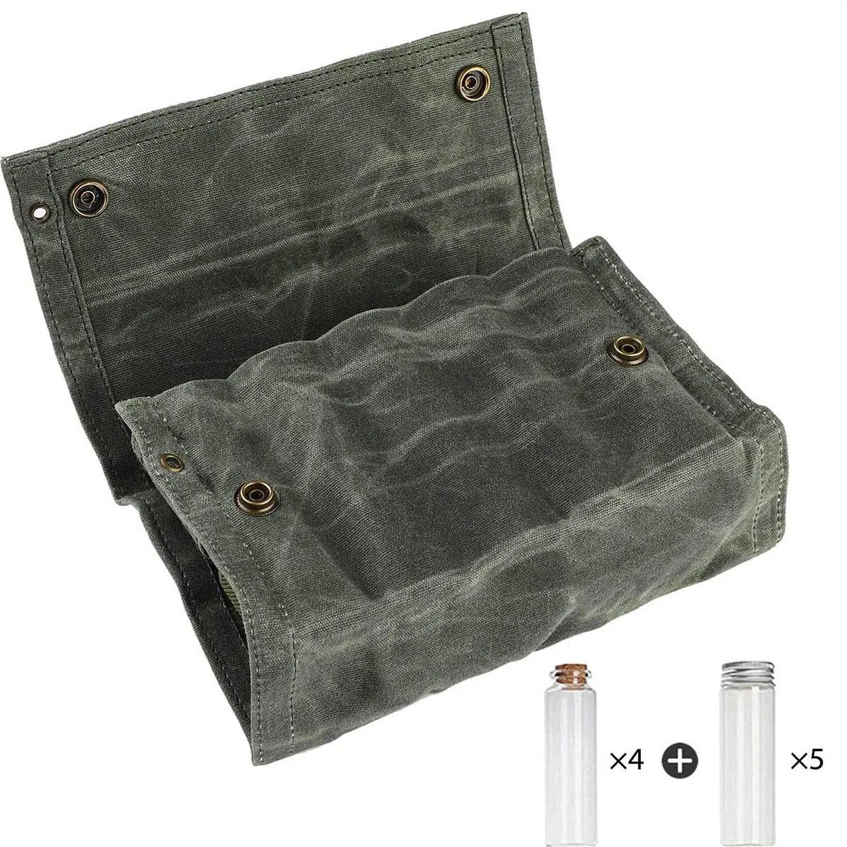 9pcs Outdoor  jar storage bags,canvas seasoning storage bag organizer outdoor camping barbecue picnic seasoning container set