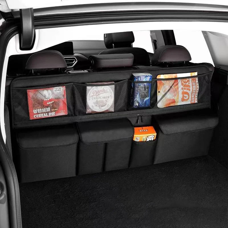 Backseat Trunk Organizer Multi-Pocket Hanging Car Storage Bag with Mesh Pockets & Zippered Compartment for SUV Minivans Truck