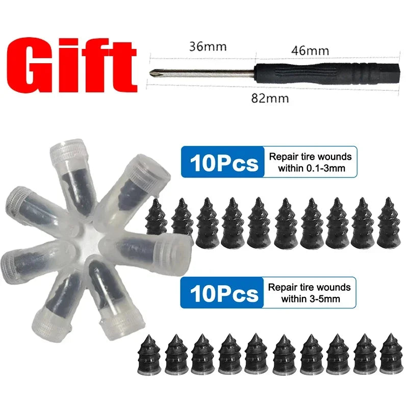Universal Vacuum Tyre Repair Nail Kit Tubeless Tire Puncture Screw Fix Car Motorcycle ATV Patch Set