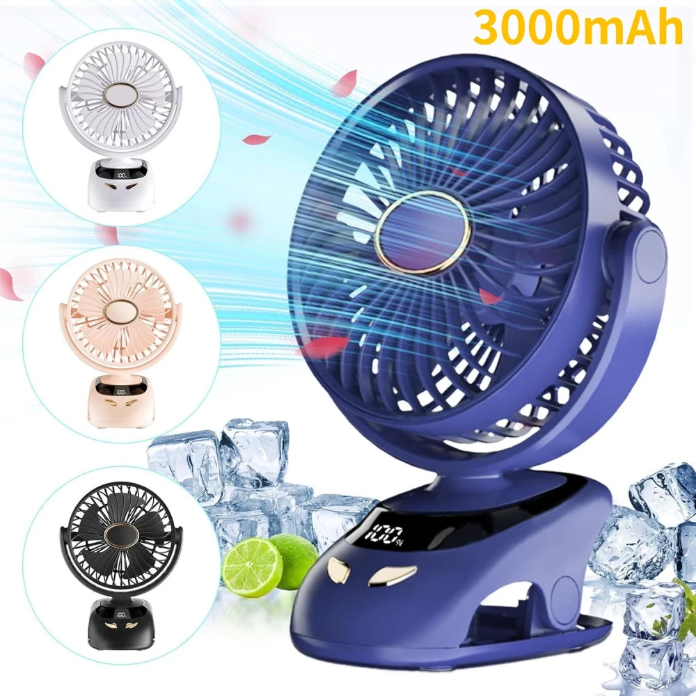 Small Desk Clip On Fan, Portable Personal USB Clip Fan For Home Office Travel Bed Stroller Camping Outdoor Golf Cart Fan