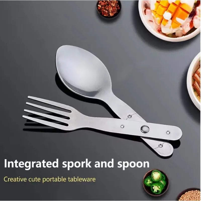 2-in-1 Utility Folding Spork, Spoon & Fork, Camping Utensil for Hiking, Camping or Backpacking