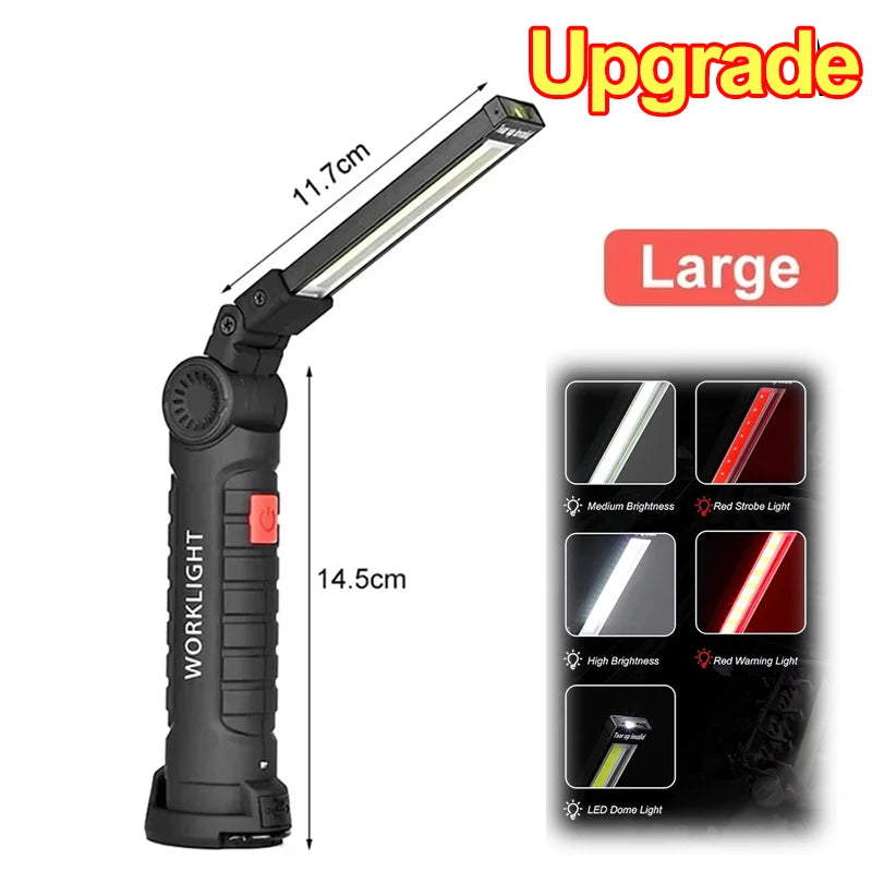 New Portable COB LED Flashlight Magnetic Lantern Hanging Lamp USB Rechargeable Work Light with Built-in Battery Camping Torch