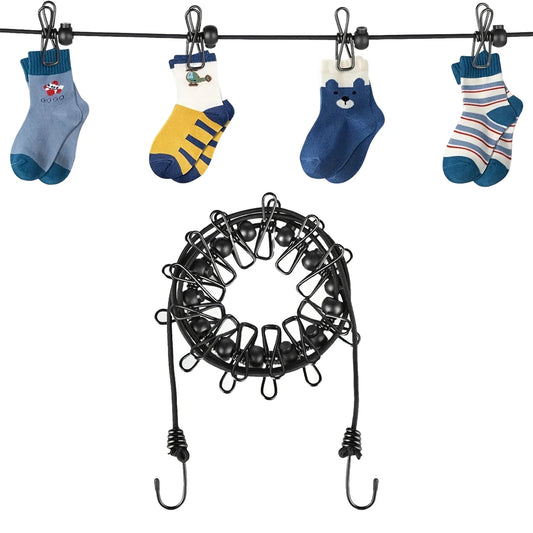 Portable Travel Clothesline with 12 Clips Plastic Non-Slip Retractable Clothes Drying Rope for Home Travel and Outdoor Hanging