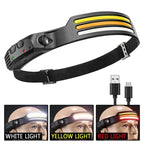 COB LED Headlamp | USB Rechargeable Motion Sensor