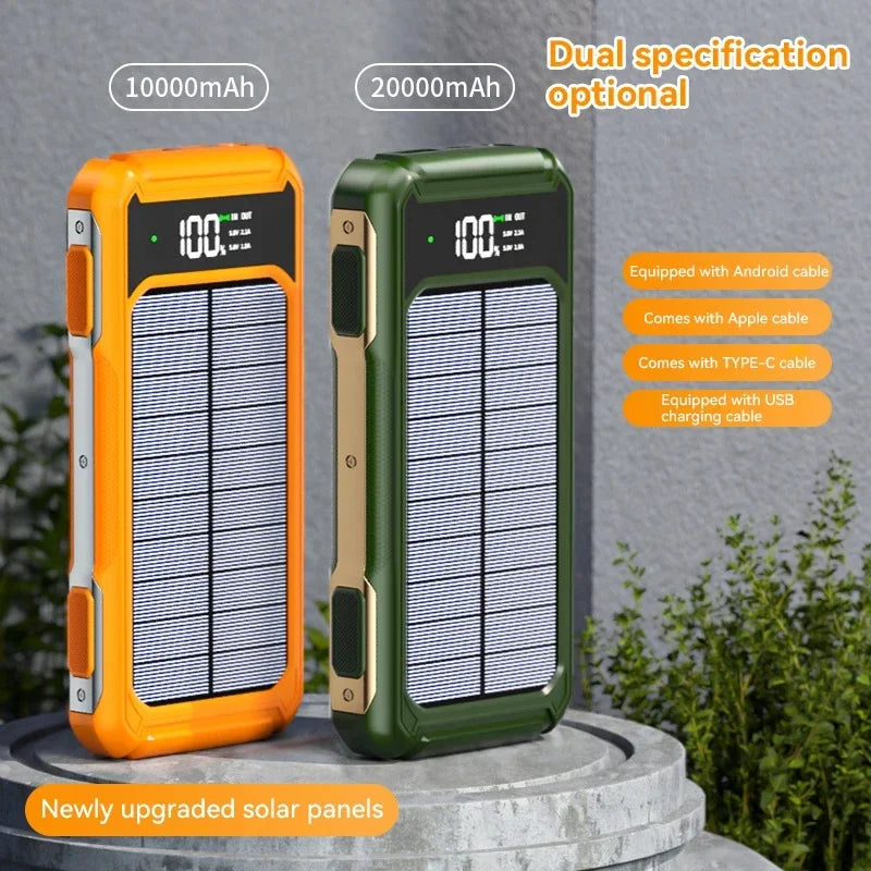 Lenovo 200000mah Ultra Capacity Solar Power Bank 4-in-1 Built In Cable Fast Charging Mobile Power Battery Led Light For Iphone