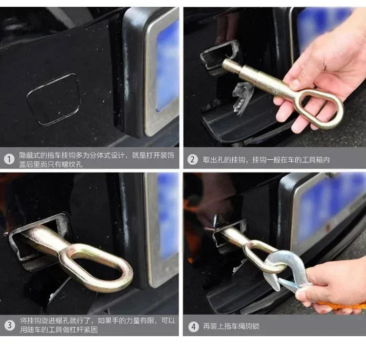 1 Pcs 3M/4M Car Tow Cable Heavy Duty 4/5 Ton Trailer Rope Towing Pull Rope Strap Hooks Van Road Recovery Car Accessories