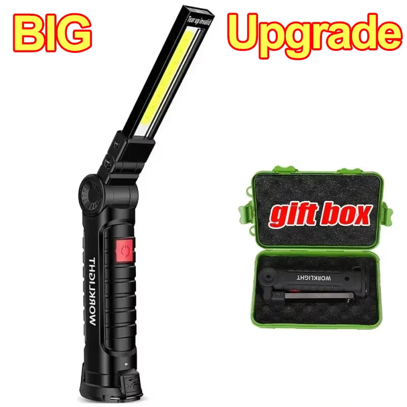 New Portable COB LED Flashlight Magnetic Lantern Hanging Lamp USB Rechargeable Work Light with Built-in Battery Camping Torch