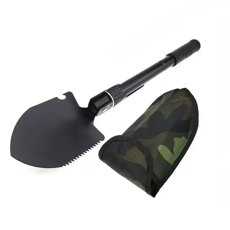 A multi-functional foldable shovel, suitable for camping, military survival, and durable outdoor tools - military-style shovel