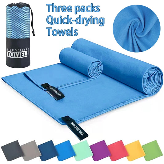 3 Pcs Microfiber Towel Sports Quick-Drying Super Absorbent Camping Towel Super Soft Lightweight Gym Swimming Yoga Beach Towel