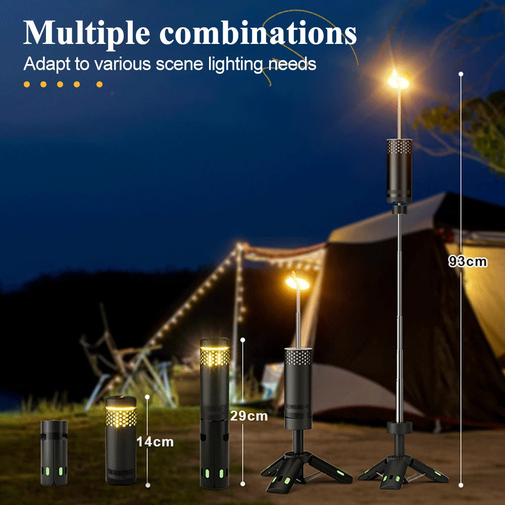 Camping Lantern Telescopic Portable Collapsible Magnetic Camping Lamp 10000mAh Waterproof Flashlight Tent Light Hiking Fishing