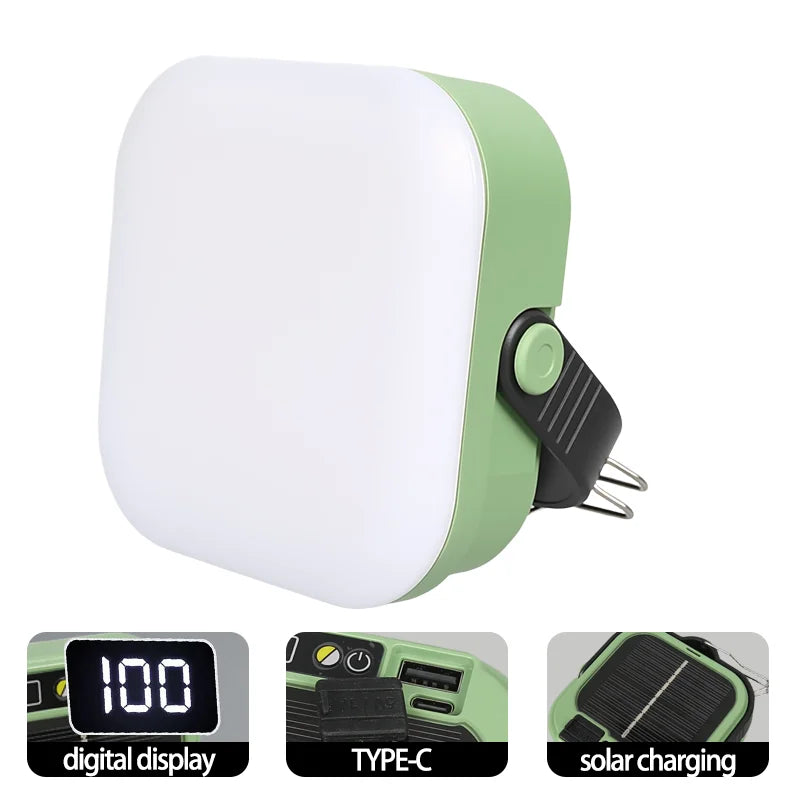 High Power Solar LED Camping Lantern Rechargeable 4500mAh 1000LM Emergency Power Bank Foldable 6 Light Modes for Camping Fishing