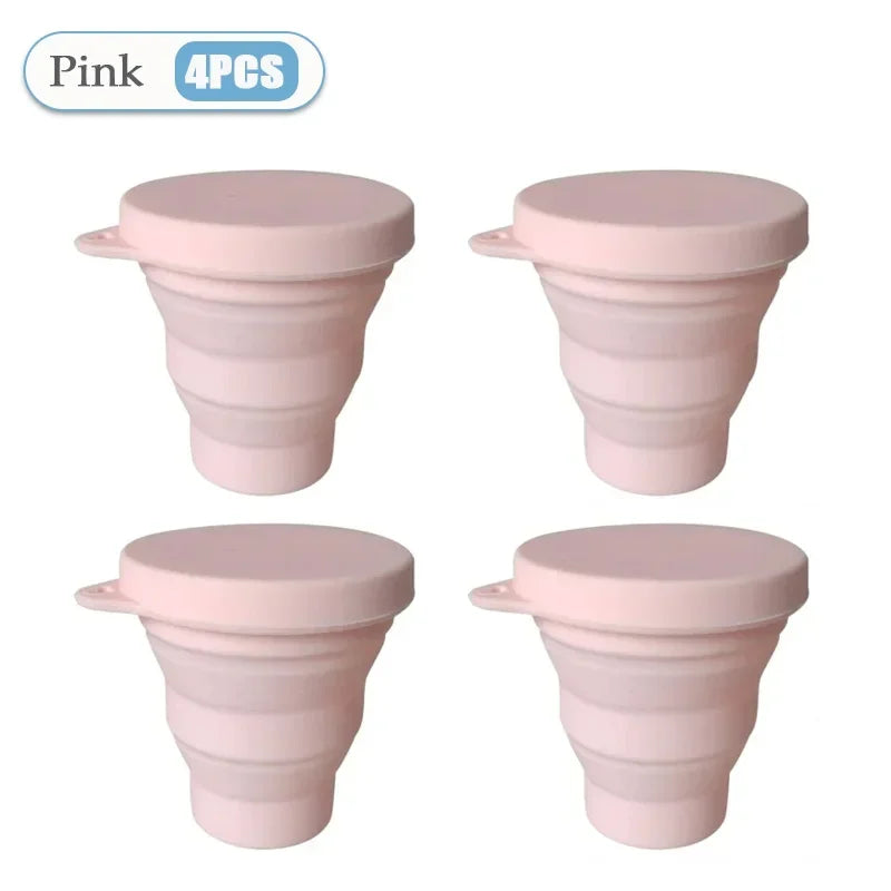 1-10PCS 180ML  Silicone Collapsible Water Cup Outdoor Camping Travel Portable Foldable Lid Coffee Cup Sports Hiking Accessories