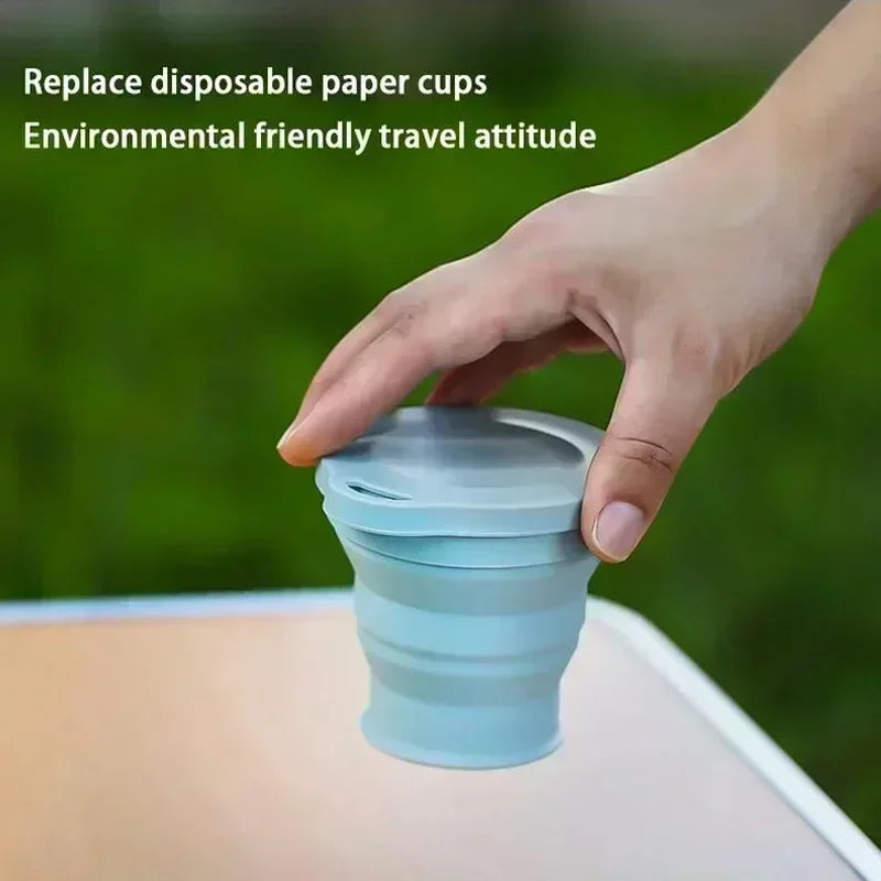 1-10PCS 180ML  Silicone Collapsible Water Cup Outdoor Camping Travel Portable Foldable Lid Coffee Cup Sports Hiking Accessories