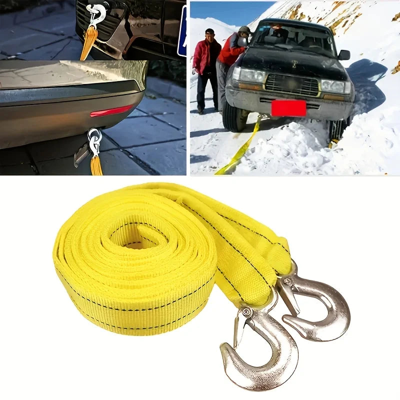 4M/5M Heavy Duty Car Tow Cable 5Ton/8Ton Trailer Rope with Hooks for Van SUV Truck Emergency Road Recovery Automotive Accessorie