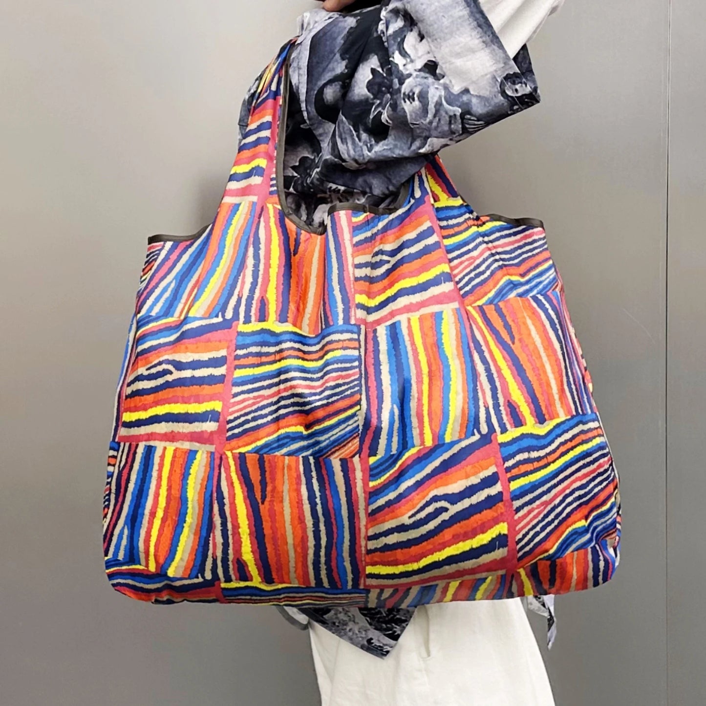 Tote Bag Large Capacity Tote Bag Satchel Lightweight Shopping Bag Printed Pattern Outdoor Foldableable Satchel Camping Style Travel Bag