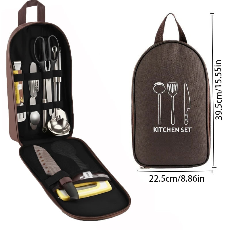 Outdoor Cookware Bag Camping Storage Bag Portable Travel Utensil Bag Picnic Bag Cookware Utensil Organizer (No Tableware)