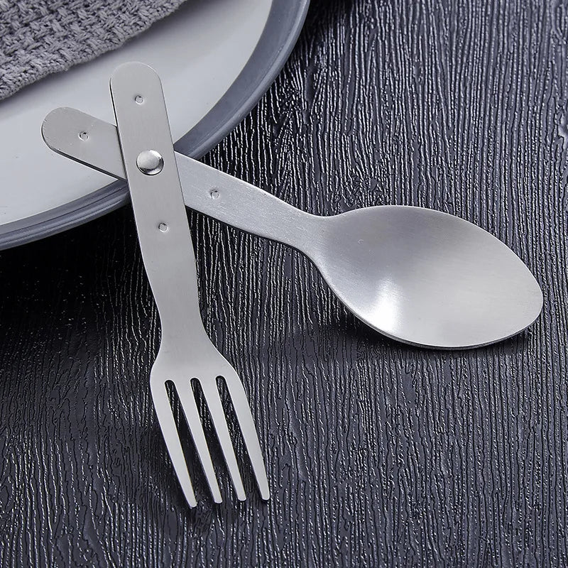 2-in-1 Utility Folding Spork, Spoon & Fork, Camping Utensil for Hiking, Camping or Backpacking