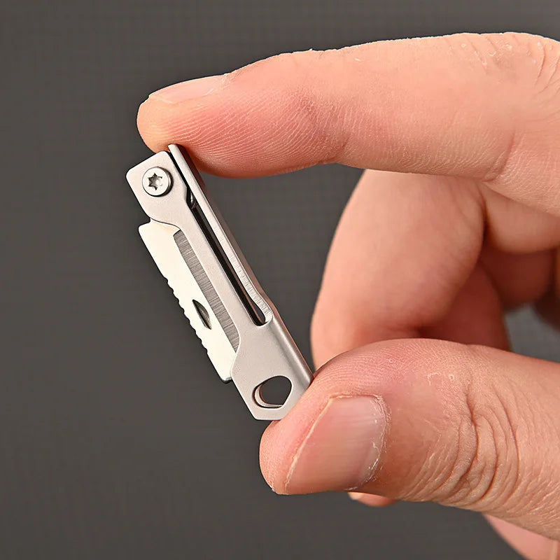 Stainless Steel Folding Knife Mini Square Head Pocket Knife Outdoor Camping Supplies Multi-function Keychain Pendant Knives
