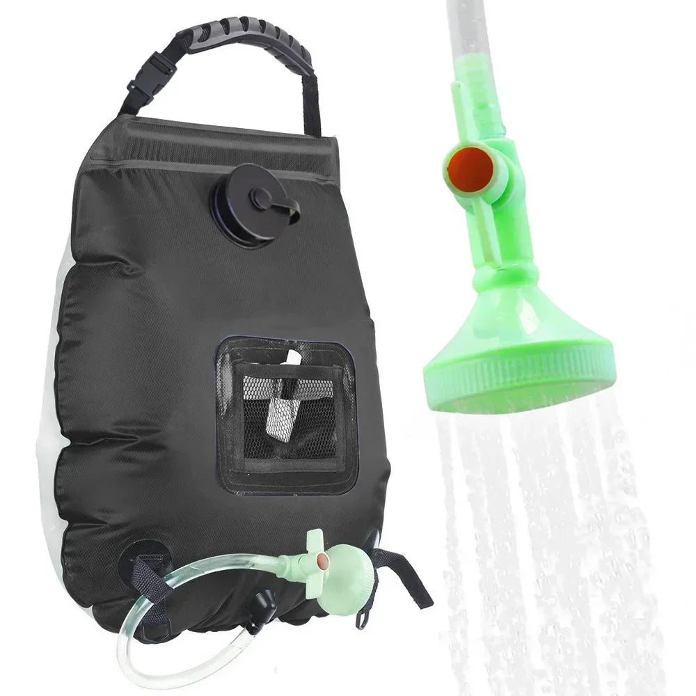 Portable Solar Heating Water Bag 20L, Black  Shower Bag for Camping Hiking Backpacking Outdoor Emergency Use
