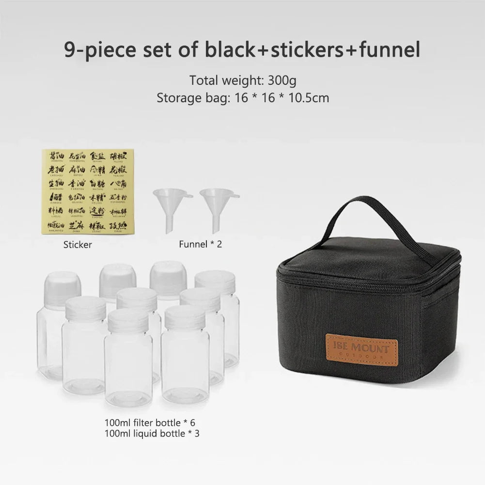 Portable Pepper Spice Storage Jars Set Oil Seasoning Containers Bottle Storage Bag For Outdoor Camping BBQ 100ml Liquid Bottle