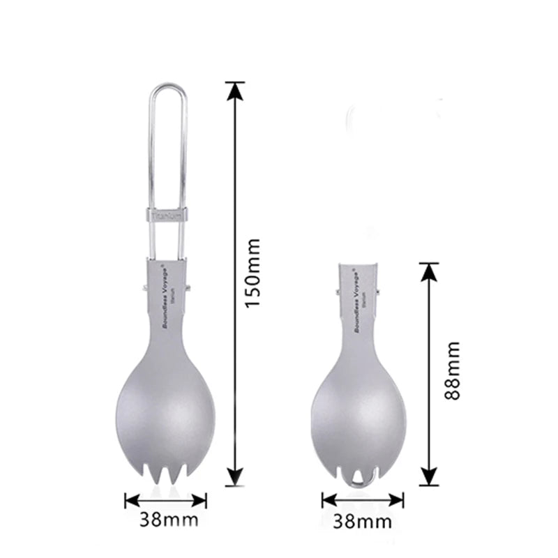 Titanium Camping Tableware Portable Cutlery Folding Spoon Fork Spork Chopsticks Outdoor Picnic Flatware Set Boundless Voyage Hot