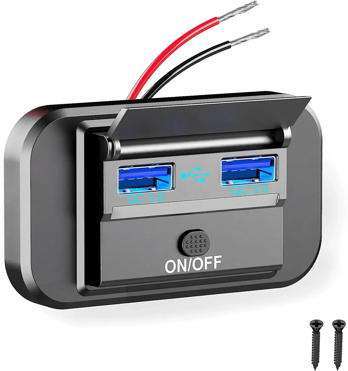 96W Dual PD Dual QC3.0 Type C USB Quick Charger 3.0 with Switch Fast Charging 4 Port Power Panel For Bus 12-24V Car Truck Marine