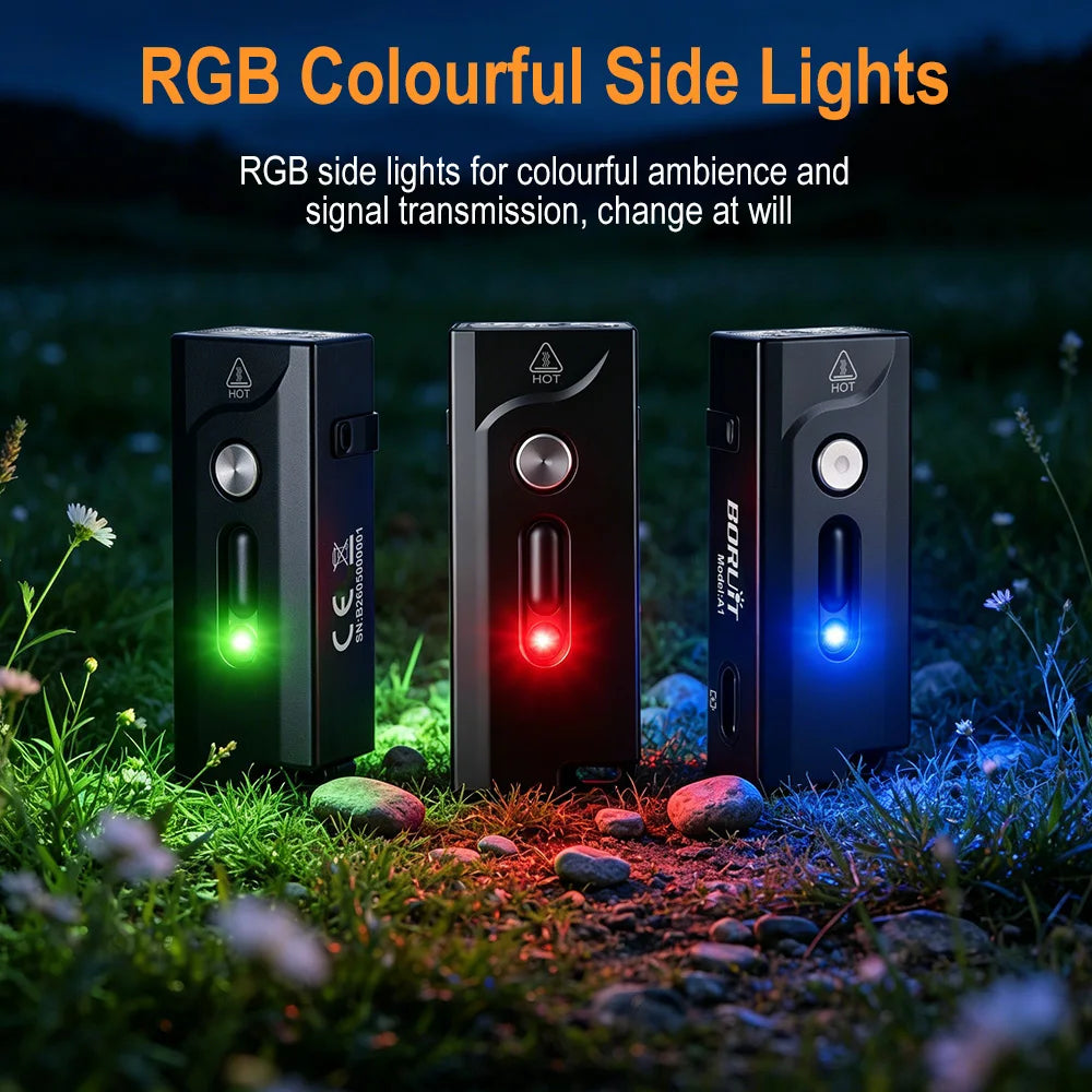 BORUiT A1 LED Keychain Flashlight Mini Pocket Flashlight 580Lm USB Rechargeable Torch Clip Cap Light Magnetic Camping Lantern
