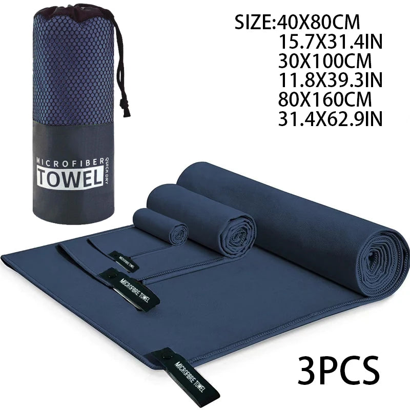 3 Pcs Microfiber Towel Sports Quick-Drying Super Absorbent Camping Towel Super Soft Lightweight Gym Swimming Yoga Beach Towel